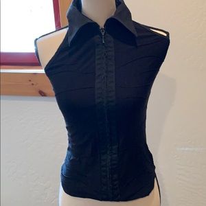 Black  front zipper stretchy top